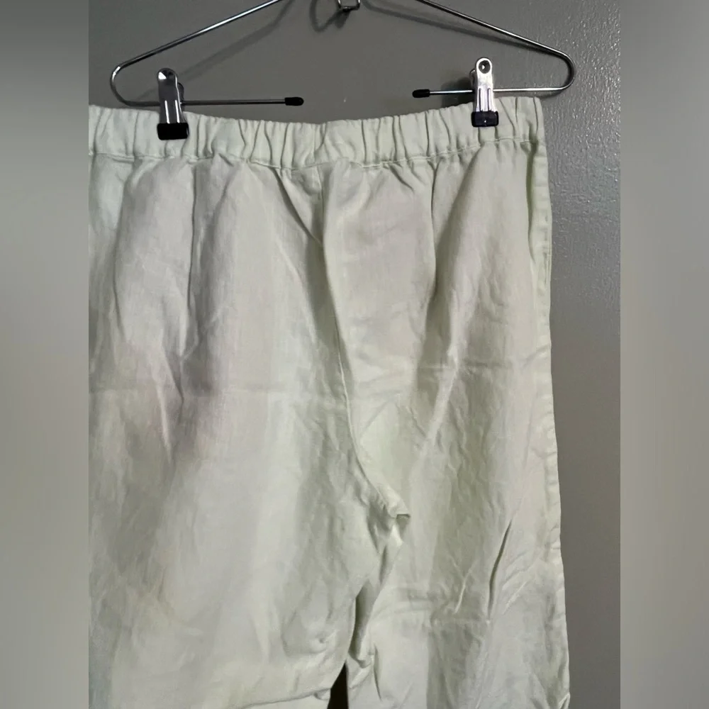 J Jill Love Linen Womens 100% Linen Pull On Ankle Pants Light Green Sz M